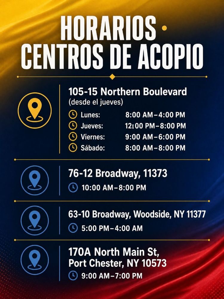 Centros de Acopio en NYC para apoyar a Colombia